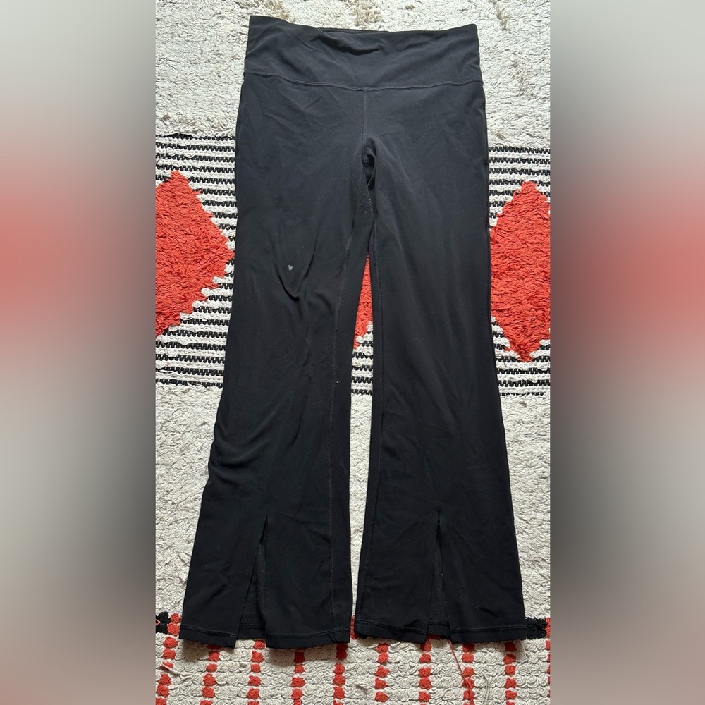 Athleta Black split front Elation flare pants size L